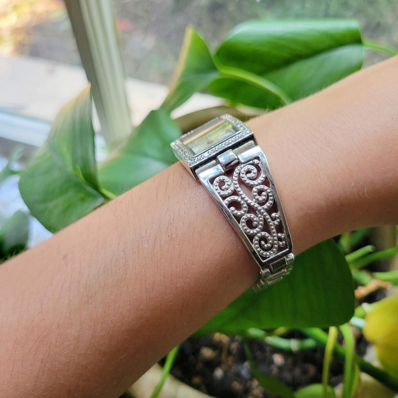 Vintage Silver Classic Ornate Rhinestone Watch - Picture 6 of 8